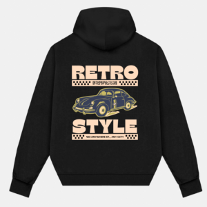 Vintage Black Oversize Hoodie- Retro